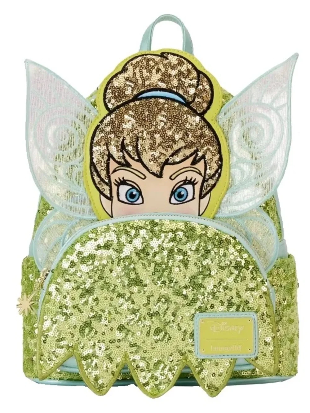 Disney Tinker Bell Lime Green Sequin Mini Backpack with Wings